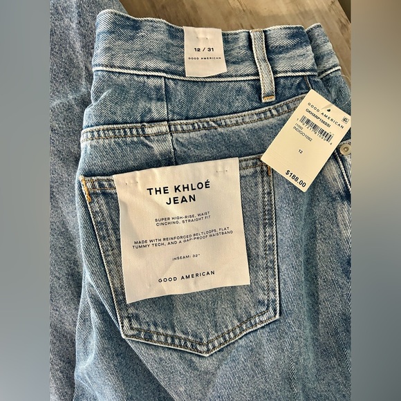 Good American “The Khloé Jean” Super High-Rise Distressed Jeans NWT- Size 12 - Picture 3 of 8